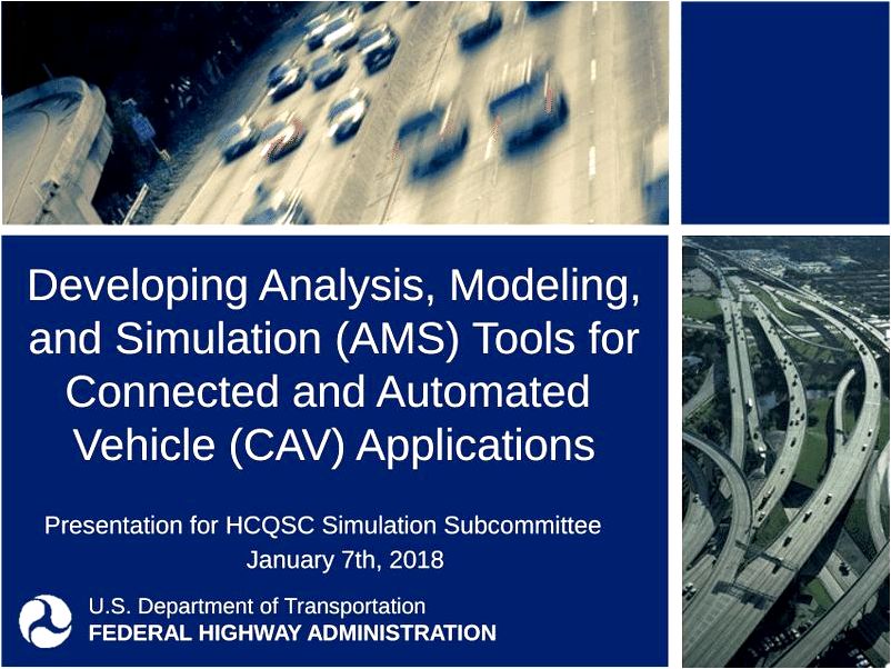 Analysis Modeling and Simulation Overview FHWA